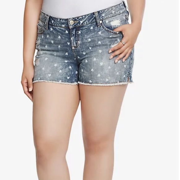 Torrid Heart Acid Wash Denim Shorts